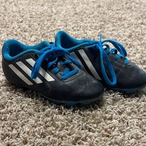 Adidas Kids Black Sneakers cleats with Blue Accents